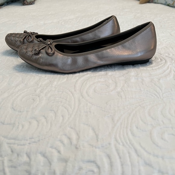 Vaneli Metallic Leather Ballet Flats with Woven Toe - Picture 3 of 6